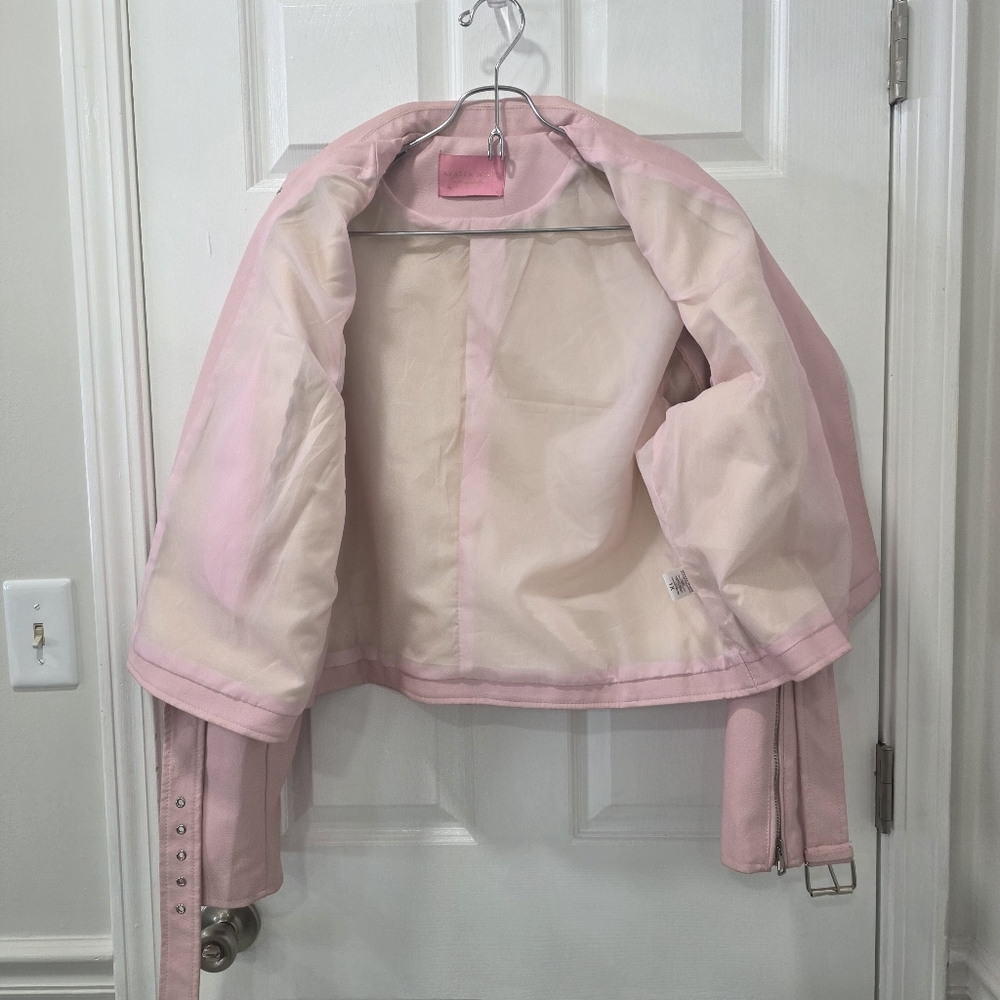 Azalea Wang Plus Rosalita Grommet Pink Faux Leather Moto Jacket Size 1X - Picture 8 of 17